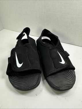 Nike Sunray Kids Black Slide Sandals Summer Shoes Size 9